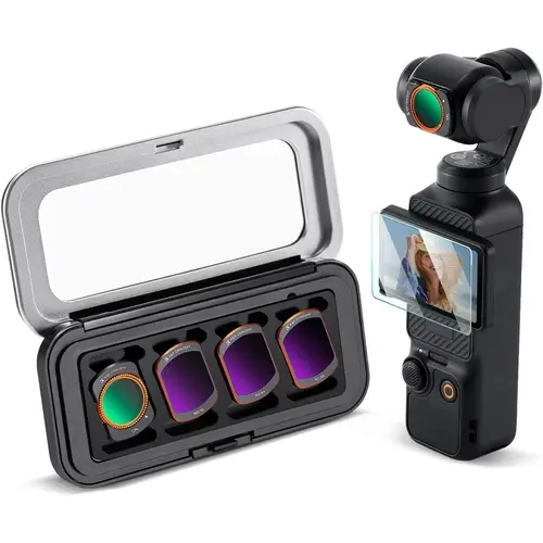K&F Concept K-Series Magnetic Fit CPL ND Filter Kit for DJI OSMO Pocket 3/XTRA Creator Combo Gimbal, Instant Magnetic Attach Ultra-Thin HD Glass Optical Filters (CPL, ND16, ND64, ND256) Camera Accessory