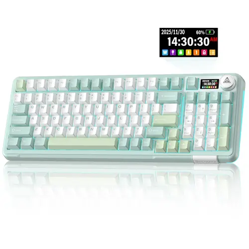 Solakaka A99 Pro Creamy Mechanical Backlit Wireless Rechargeable Keyboard - Hot-Swappable Customizable Switches, LCD Screen, Control Knob, 3-Way BT/2.4G/USB-C, Built-In Battery, ARGB, PBT Caps, Multi-System Gaming & Work Keyboard for Computers, Keyboards