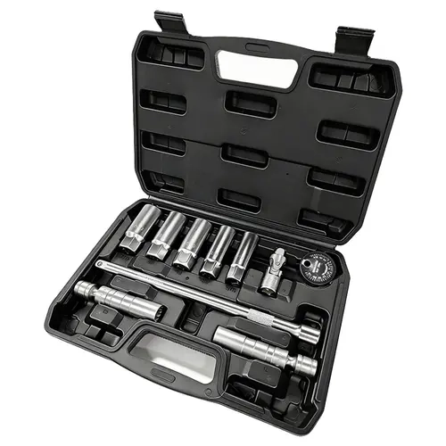 10PCS 3/8"Drive Magnetic Spark Plug Socket Set, 6PT&12PT, Include  9/16-Inch, 5/8-Inch, 13/16-Inch, 14mm,16mm,18mm,Extension Bar, Universal Joint & Spark Plug Gapper, CR-V Steel