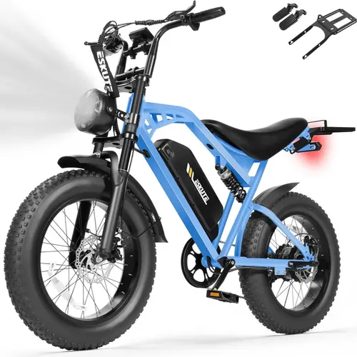 ESKUTE Electric Mountain Ebike 1500W Motor, 52V 20.8Ah Removable Battery - 30-32MPH Top Speed, 20" x 4.0 Fat Tires, Iron Streamline Frame, NFC Unlock, Color Display, Shimano 7-Speed, Commute/Off-Road