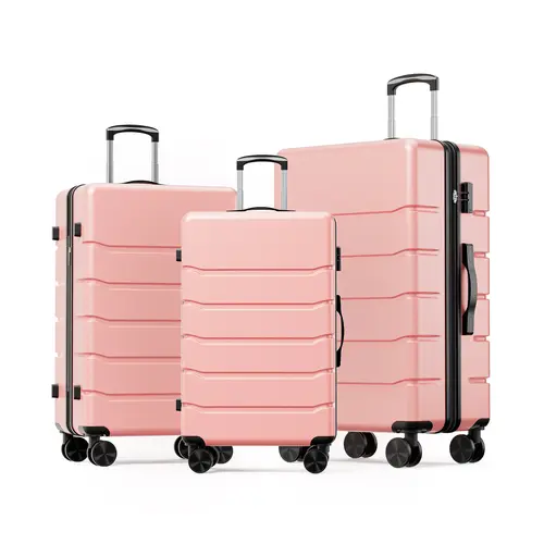 Sweetcrispy 3-Piece Expandable Hardshell Upgraded Spinner Wheels Luggage Set - TSA-Proof Lock, 360 Rotation Wheels, Lightweight High Durability, Flexible Handle, High-Capacity, 20in Carry On, 24in, 28in Bronze Black Modern Travel Gear, Upgraded Luggage