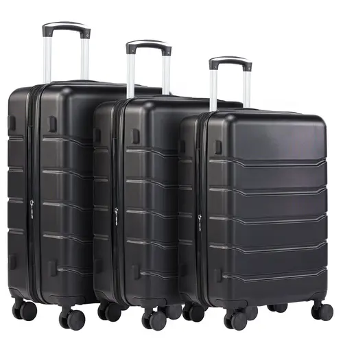 Sweetcrispy 3-Piece Hardshell Luggage Set - 20/24/28in Lightweight Rolling Spinner Suitcases, Expandable ABS Plastic, Dual-Wheel Roll, Antitheft TSA Lock, Less Strain, Bronze Black, for International Travel, Lightweight Rolling Luggage, Hardshell Luggage