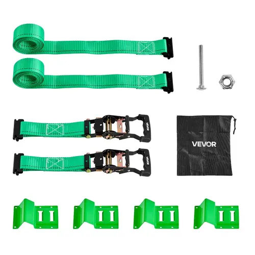 【ToolUpgrade】VEVOR Wheel Chock Tie-Down Kit with Cargo Trailer Straps, Tire-Safe Blocks & 96-inch/2430mm Synthetic Rope, Convenient Buckle Design Saves Prep Time, Corrosion-Resist Metal, 4380 lbs Break Strength, 1460 lbs Working Load for ATVs, UTVs