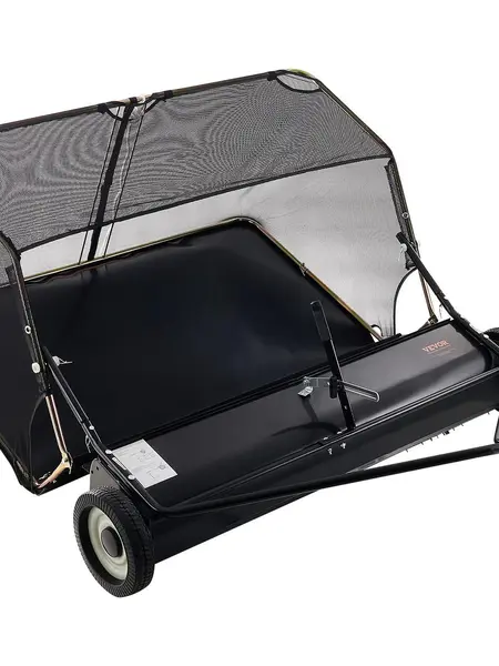 【DealsForYouDays】VEVOR 52 in Tow Behind Lawn Sweeper, 26 cu.ft. Large Yard Sweeper, Adjustable Sweeping Height, Heavy Duty Leaf & Grass Collector with Dumping Rope, Pull Behind Sweepers for Debris Grass Clippings