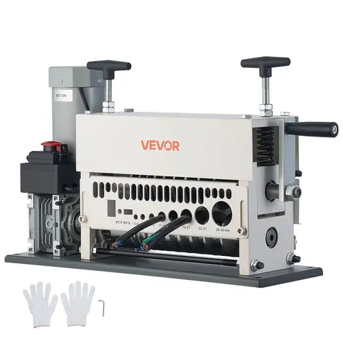 VEVOR 11 Feed Channels Wire Stripping Machine, 370W Fast Fine Stripping for Thin Wires, 0.06-1.57 Inches/0.15-40 Mm, Manual Hand Crank, Emergency Stop Button, for Scrap Recycling & Garages, Tools Gadgets