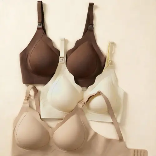 3pcs-Women's Nursing Bra Set, Wireless Maternity Bras for Pregnancy Support Bras, Comfortable Seamless Breastfeeding Bras Design for Pregnant Mothers, Casual Lingerie