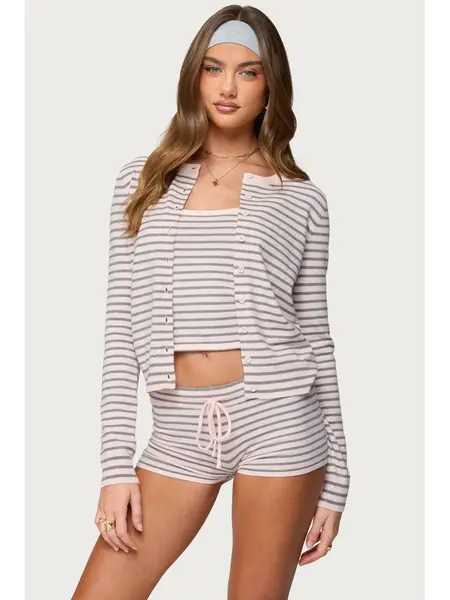 Lillian Striped Button Up Knit Cardigan