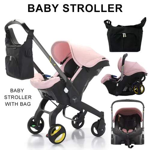 (No Base)Baby Stroller with Free Bag ,Newborn Stroller,Foldable Stroller Legs,Equipped with Chest Clip,One-Click Contraction Function,Alloy Metal Material,4-wheel Travel Toddler Stroller#SummerVibes