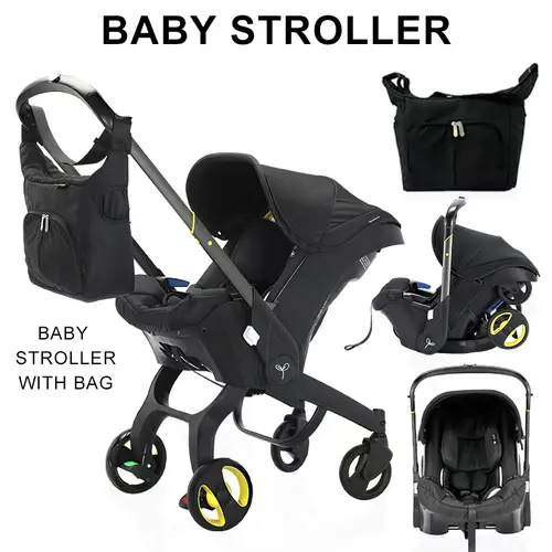 (No Base) Folding Newborn Stroller -Baby Stroller with Free Bag   ,tweight, Traveling, 4-Wheel, Alloy Metal, Foldable Legs, Chest Clip, 1-Click Contraction, Adjustable Bassinet with Free Bag, Lightweight Strollers