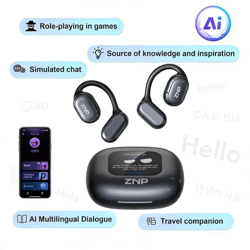 ZNP N01 Smart Dialogue Audio Headphones - Open-Ear Design, Hi-Fi Sound Quality, Dedicated App Support, Conversational Interaction, Emotional Companionship, Question-Answering, Inspiration Provision