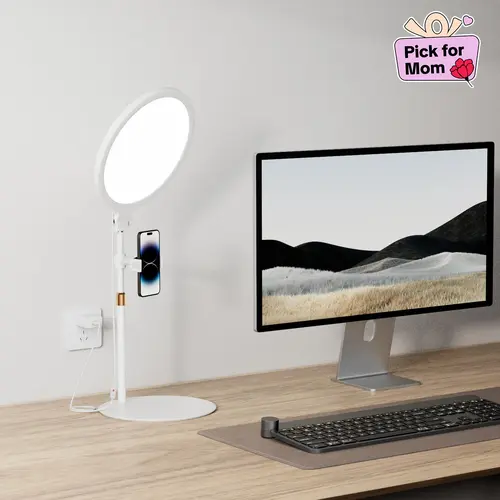 【DealsForYouDays】Weilisi Desk Ring Light with Stand - 10.5'' Desktop Ring Light with Phone Holder for Video Recording, Adjustable Desk Lighting for Webcam, Meetings, Live Stream, Home Office