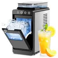 XBEAUTY Residential Plastic Countertop Ice Maker - 6-Min Fast & Efficient Ice Production, 26 lbs/day Portable Machine with Dual Water Tanks (2 Tanks Fewer Refills), Small/Large Cubes, Self-Cleaning, Low-Noise, LED Panel for Home Kitchen, RV