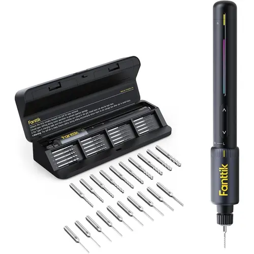 Fanttik K2 Nano Cordless Drill Driver Mini Precision Tool Set - 20 Bits, 800mAh Rechargeable, 0.6N·m Torque, 1300RPM, 3.2mm Capacity for Jewelry, Plastic, Shells, Tough Resin, Wood/PCB, DIY Projects, Father's Day Gifts