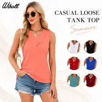 WIHOLL Stretchy Button Down Tank Top V Neck Soft Breathable Sleeveless Tops for Women Office Work Casual Going Out Summer 2026