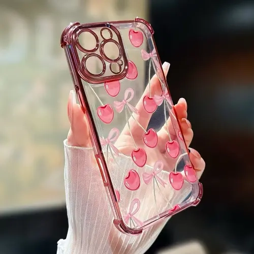 Transparent Electroplated Pattern TPU Silicone Soft Casing for iPhone Series - Anti-Fall, Shockproof Accessory for iPhone 17 Pro Max,16 Pro Max,15,14,13,12,11 Smartphones, Cellphone, Handheld Devices