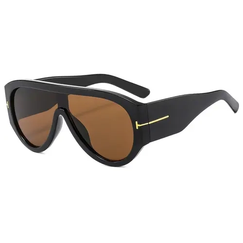 Female Trendy Vintage Aviator Sunglasses - 70s Style Oversized Full Rim Oval Thick Frame UV400 UV Blocking Eyewear, Classic Vintage Sunglasses with Charm