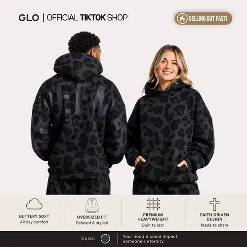 GLO Kingdom Essential Hoodie | Animal Print Collection | Christian Hoodie, Oversized Unisex Fit