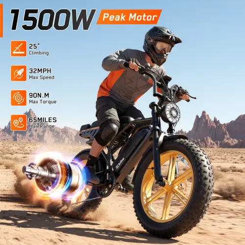 2026 New TST R9 Adult Modern Fat Tire E-Bike with 1500W Peak Motor, 48V 15Ah Built-in Battery, 60 mi Range, 28 MPH, 20 Inch All-Terrain Tires, Rear Seat Footrest, LED Lights, UL2849 Certified, 12 Months Support, 1500W Motor, Adults