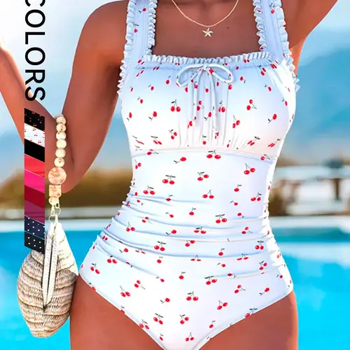 New High-End Sexy One-Piece Quick Drying Swimsuit, Breathable Quick-Dry, Belly Concealing, Slimming Ruffled Lace, Backless Design, Women's Swimwear