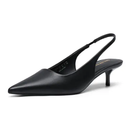 Dream Pairs Women's Pointed-Toe Ankle Slingback Pumps - 1.77 Inches Low-Heel Polyurethane Dress Shoes with Adjustable Strap, Classy Heels for Business Office, Women's Shoes