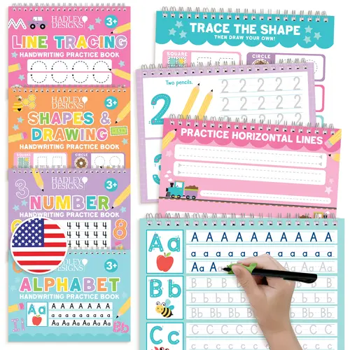 Grooved Handwriting Notebook — Single — Letter Tracing Practice Book for Kids 3–8 with Raised Guide Lines