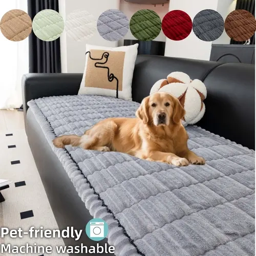 Solid colour Quilted Sofa Cover, Thick Soft Couch Seat Protector Pad, Non Slip Machine Washable Pet Friendly Sofa Cover, Anti Scratch Furniture Protector for Dogs, Sectional, Loveseat, 3 Seater Couch, Home