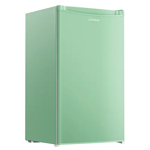 Upstreman 3.2 Cu.Ft Single-Door Glossy Steel-Plastic Mini Fridge with Freezer, Ice Tray - Temp Adjust Thermostat, 38db Quiet Run, 0.5 kwh/day Energy Efficient, for Dorms, Bedrooms, BR321