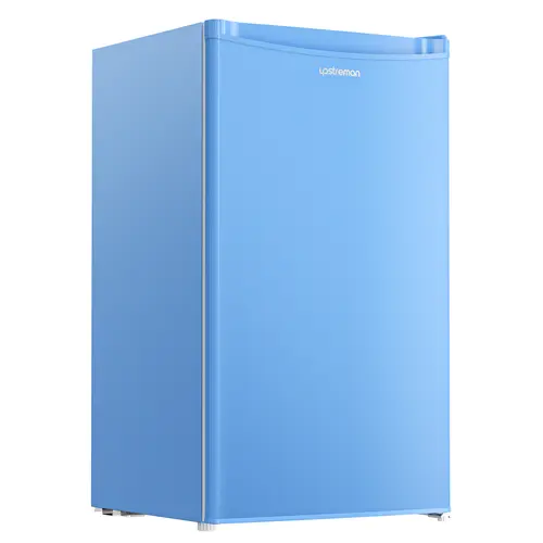 Upstreman 3.2 Cu.Ft Compact Mini-Fridge Refrigerator with Freezer - Ice Tray, Glass, Defrost Tool, Temp Adjust Thermostat (33.8°F to 46.4°F), 115V Energy Efficient Quiet Blue Unit for Bedroom, Office - BR321, Reliable Customer Service