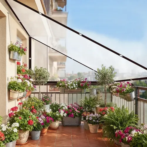10×13FT Waterproof PE Rain Cloth - Rainproof, Lightweight, Foldable, Portable Open Transparent Outdoor Cover with Reinforced Construction, Metal Grommets, Quick Setup for Balcony Enclosure, Greenhouse (Home Supplies, Storage Compatible)