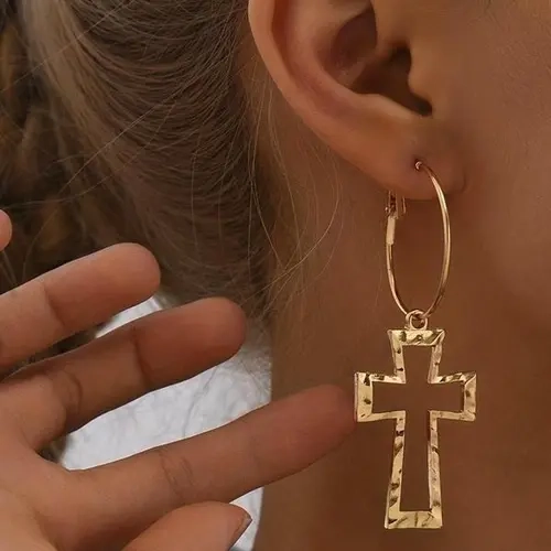 Women's Vintage Cross Dangle Earrings Set - Trendy Jewelry, Shiny Embellished Earrings, Feminine Aesthetic, Chic Statement Piece, Fashionable Jewelry Accessories, Elegant Anniversary & Birthday Gift for Women