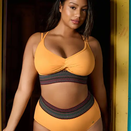 Popilush Women's High-Waisted Two-Piece Bikini, Snakeskin Print Push-Up Swimsuit with Ruched Front & Wide Ribbed Band #Dealsforyoudays