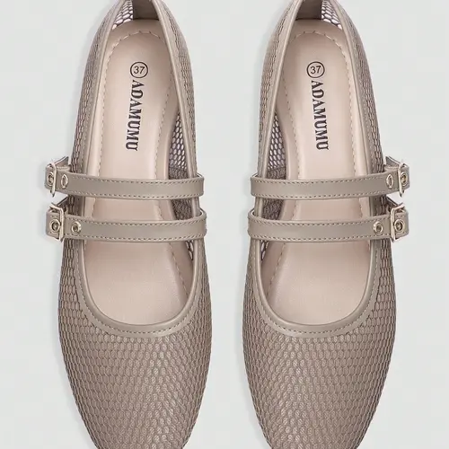 Women's Casual Mesh Mary Jane Fashionable Flat Shoes, Breathable & Comfortable Design, Ideal for Daily Wear