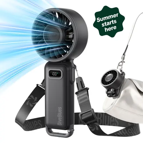Ocoopa&DiveBlues D6036 Portable Fan Rechargeable 15 Hours Battery Operated 100 Gear Speed Strong Airflow Handheld Fan For Summer Travel Outdoor Use Activities Beach Indoor Office Desk Concerts Multifunctional Fans memorialday summerwins Lightweight