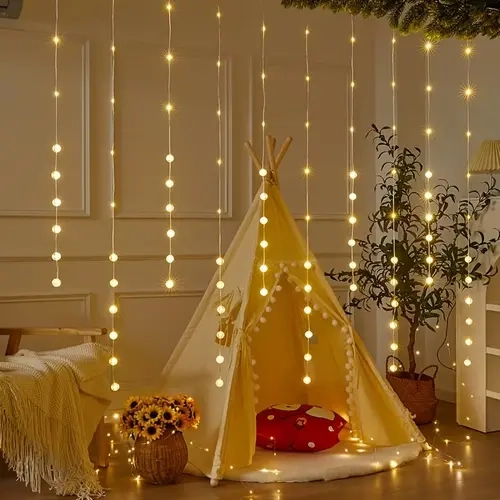 USB Powered LED Bubble Ball Curtain Light, 8 Lighting Modes, Indoor Decor for Bedroom Windows or Headboards, Elegant String Lights, Decorative Lights, LED Decoration, Ambient Illumination, Indoor Use
