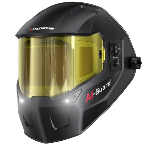 ARCCAPTAIN Intelligent Auto-Shade Welding Helmet - Tig/Mig/Stick 180° Panoramic Auto-Darkening Hood, 1/1/1/1 True Color Lens, 1/30000s Response, 1-Touch Grind, Built-In LED Light, Internal Display, Memory & Gradient Modes, Tool Upgrade Gift for Men Dad to