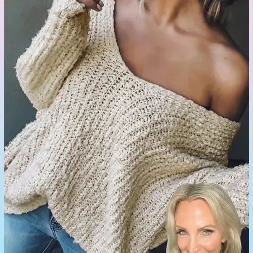[Diane's Exclusive] Women's Basic Solid Drop-Shoulder V-Neck Sweater, Casual Long-Sleeve Jumper for Spring and Fall, Plain Knit Top for Daily Wear, Casual Pullovers