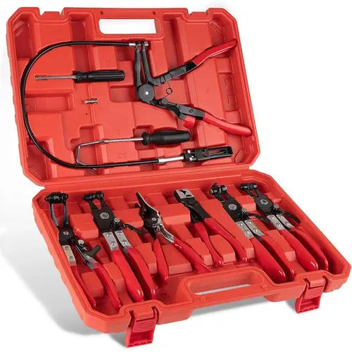 【DealsForYouDays】9PCS Hose Clamp Pliers, Automotive Pliers Kit,Long Reach Hose Clamp Tool Remover for Water Hose and Automotive Coolant Radiator Heater with Flexible Wire Long Reach Hose Clamp and Flat Band Pliers #DealsForYouDays