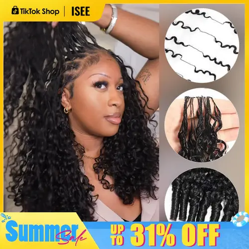 【Hot】ISEE HAIR Human Hair Crochet Hair Extensions - Burmese Curly & Kinky Curly Miracle Knots Pre-Separated 32-38 Strands Per Pack Knotless Crochet Hair Protective Style Boho Braids Easy DIY Install Lightweight Reusable Hair #TikTokShopFallDealsForYou