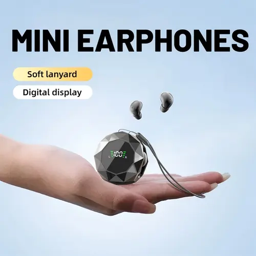 INSONIXN Wireless Bluetooth 6.0 Silicone Noise-Cancelling In-Ear Wireless Audio Headphones - Ultra-Mini Invisible Portable Earbuds for Side Sleepers, Drop-Proof Lanyard, Digital Display Charging Case, Stable Connection