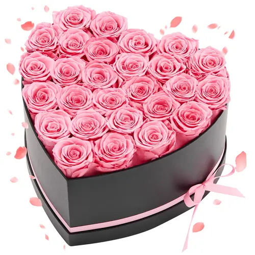 VEVOR Rosy Eternal Flower Bouquet - 27 Colorful Roses in Heart Shape Box, Decorative Artificial Floral Accent, Room Decor for Women, Gifts for Female Adults, Birthday & Anniversary Gifts for Her