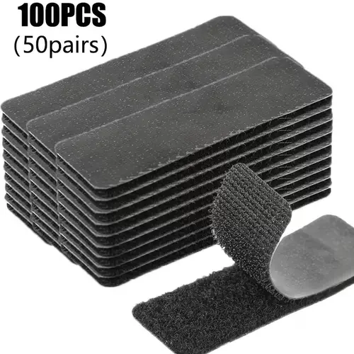 100 PCS Heavy Duty Hook and Loop Strips, Double Sided Reusable Adhesive Mounting Tape for Wall Hanging, Picture Frames, Cable Organizer, DIY Home Use [0]