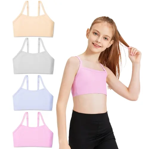 Sascina Girls' First Training Undergarments (7-12) - Crop Top Sports Bra, Elastic Comfy Underwear, Grow-with Straps, Double-Lined Chest, No Pads, Machine Washable, Easy Care [209] | Youth Fashion Inner Wear