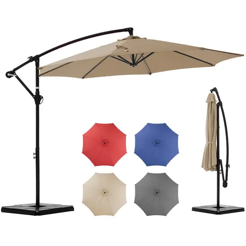 10ft Offset Outdoor Patio Umbrella, Easy Tilt & Crank, Adjustable Polyester Shade for Garden, Backyard, Poolside,summerwins,outdoorfurnitureset