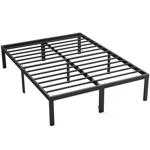 Sweetcrispy Twin Black Thick Metal Platform Bed Frame - 12-in Height Durable Foundation with Pipes, Hidden Storage Bin, Easy Assembly Required, No Box Spring Needed, Bedroom Furniture for Dorms, Hotels (Platform Bedframes Included)