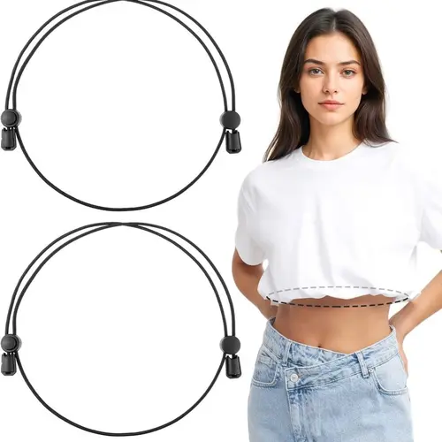 Women's 2-Pack Invisible Adjustable Latex Blend Shirt Tucking Belt - Snug, Lightweight, Elastic Band for Casual, Everyday Outfits, Cropped Looks, All Seasons, Built to Last Styling Accessory