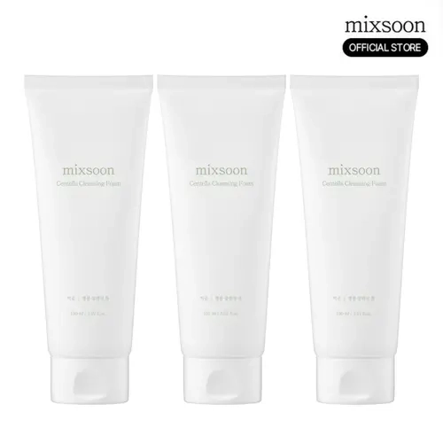 [mixsoon Official] Centella Cleansing Foam Trio - 5.07 fl.oz/150ml x 3 Low pH Salicylic Acid Alcohol-Free Cleansing Foam, Moisturizing, Soothing Korean Glass Skin Selfcare