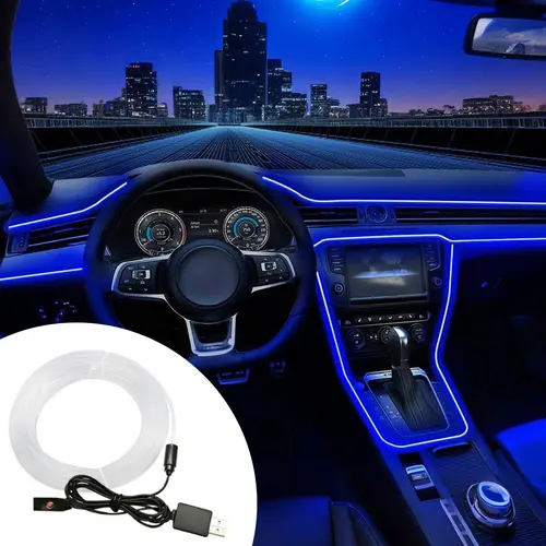 RGB Color Changing USB-Powered Optical Automotive Ambient LED Lights - Cool Car Decorations, Auto Accessories Interior, Truck Accessories, DIY Mode, 2-Scene Use, with Charger