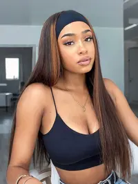 Women's Straight Headband Style Wig, Mix Color, Heat Resistant Synthetic Hair, Full Machine-Made Design Synthetic Material Wigs for Daily, Parties and Cosplay, Artificial Wig