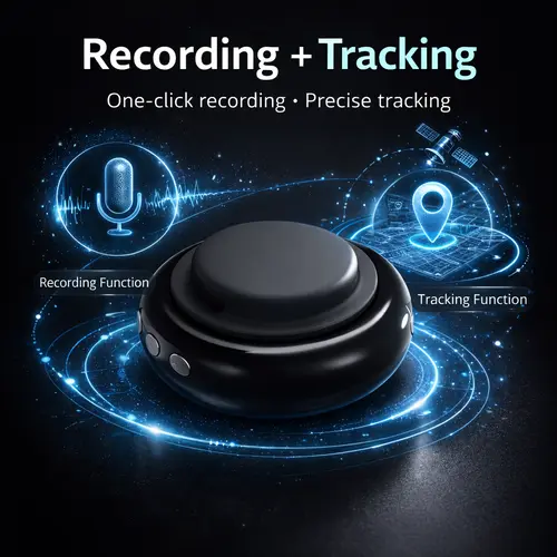Record+Track - Advanced GPS Tracking Device with High-Quality Audio Recording Features,One-Touch Recording and Accurate tracking,Strong Magnetic,Record continuously for 96 hours and Track for 1 year,For IOS and Android
