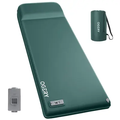 OGERY Self Inflating Sleeping Pad with Electric & Foot Pump, 3.15" Ultra-Thick Memory Foam Camping Pad, 4 Season Camping Mattress Pad with Built-in Pillow, Camping Essentials Gear for Tent Travel Car summerwins